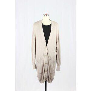 Aritzia WILFRED Pivoine Ashen Beige Linen Knit Long Cardigan Sweater, Size S